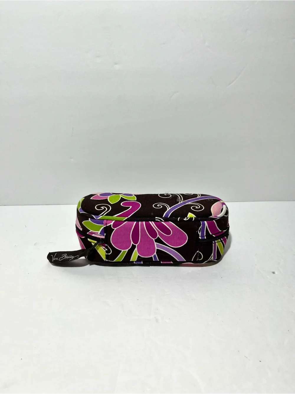 😍 Vera Bradley Black Floral Cosmetic Pouch with Pink, Purple & Lime Accents